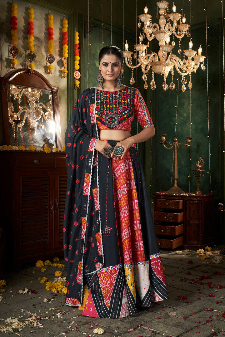 Black And Red Kutchi Embroidered Rajwadi Chaniya Choli