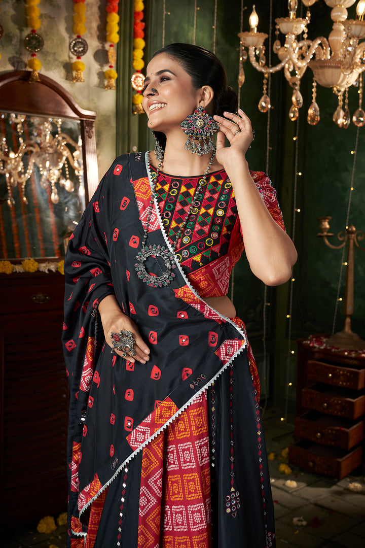 Black And Red Kutchi Embroidered Rajwadi Chaniya Choli