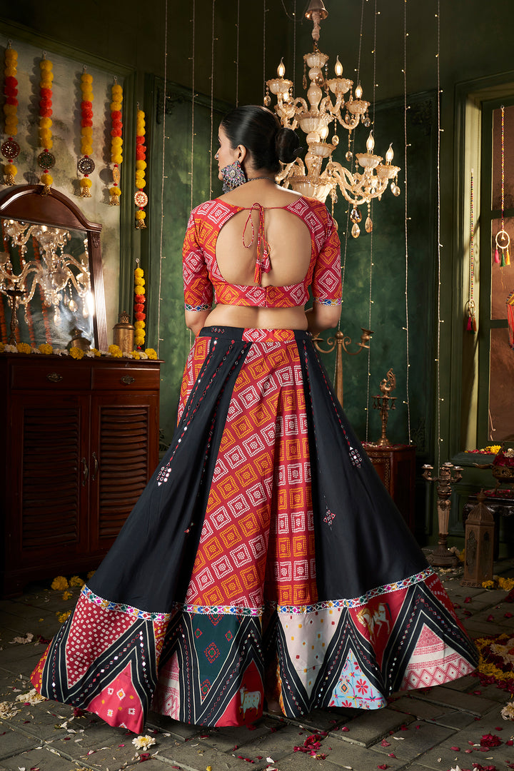 Black And Red Kutchi Embroidered Rajwadi Chaniya Choli