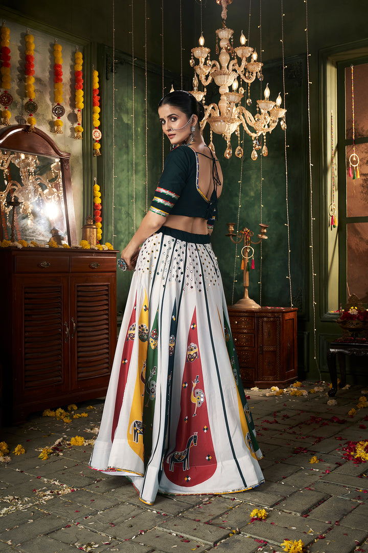 White And Black Kutchi Embroidered Rajwadi Chaniya Choli