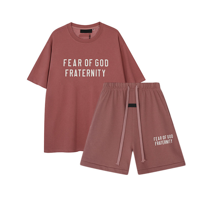 FW24 FRATERNITY T-Shirt / Shorts / Set - Wine Red  - By Qivii