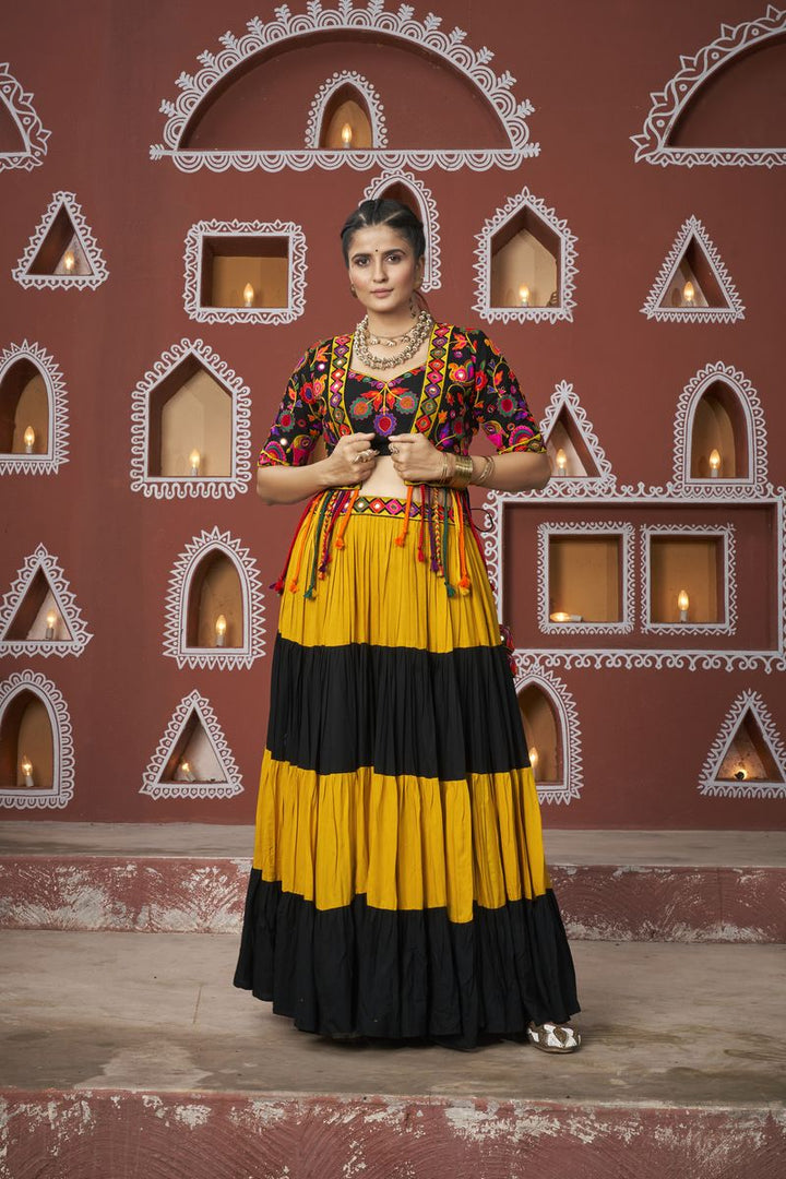 Multi Color Poly Maska Silk Embroidered Waist belt and Latkan Lehenga