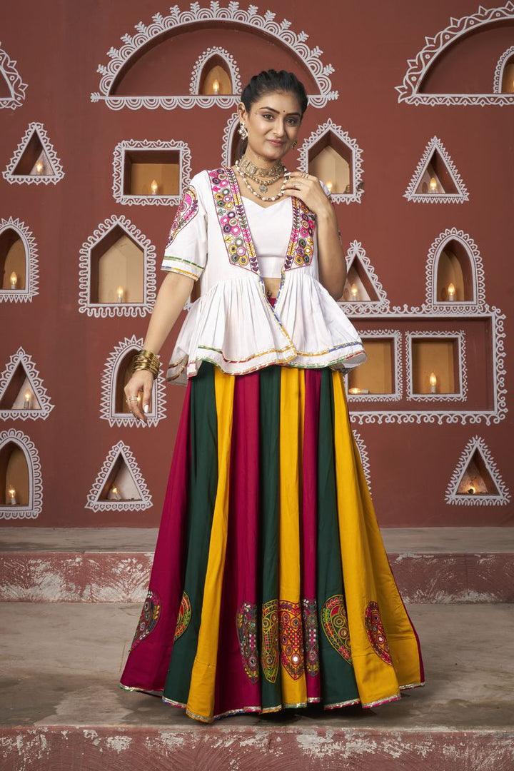 Multi Color Poly Maska Silk Embroidered Waist belt and Latkan Lehenga