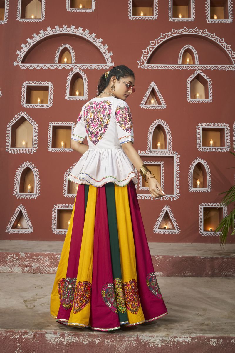 Multi Color Poly Maska Silk Embroidered Waist belt and Latkan Lehenga