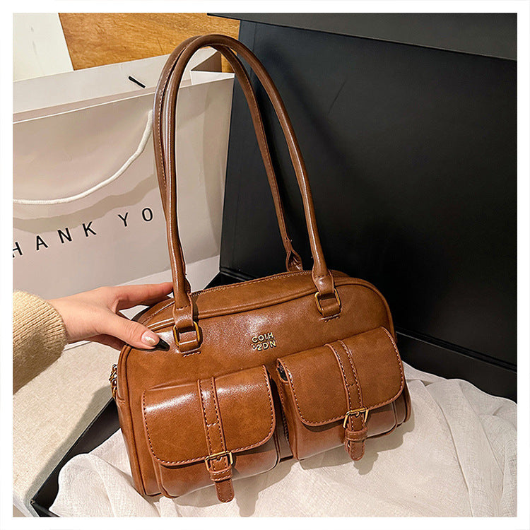Women's Trendy Vintage Boston Pillow Tote Bag - Versatile Shoulder/Handheld Retro Commuter Bag