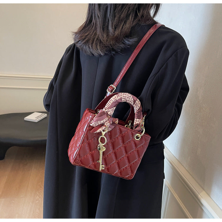 Women's Cannage-Embrace Bridal Tote - Spacious Convertible Bag in Passion Red | Vintage-Inspired Texture