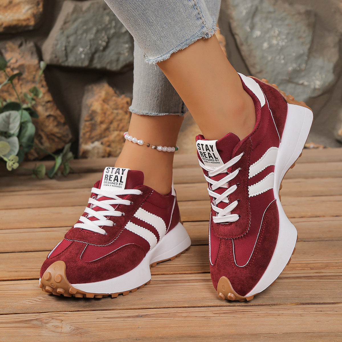 Women's Athena Curve Chunky Retro Runner Sneakers – Extended-Size Vintage Dad Walking Shoes with Sculpted Waist (US 5–11.5)