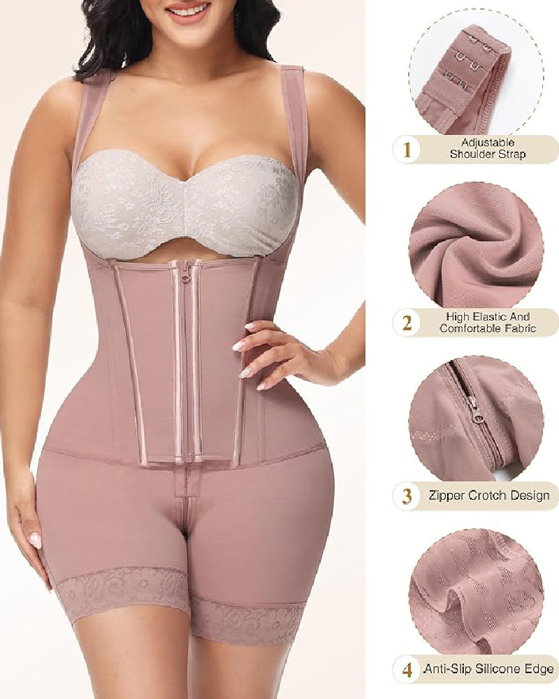 Shapshe® High compression Front Zipper Mid Thigh Shapewear  - By Qivii