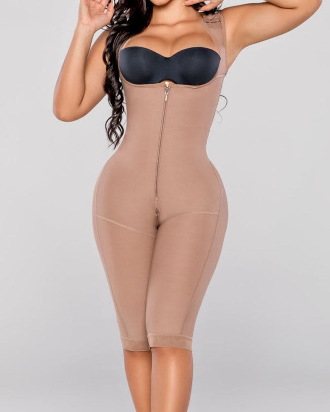 Shapshe® Fajas Shapewear Bodysuits Open Bust Tummy Control Adjustable Body Shaper with Zipper  - By Qivii