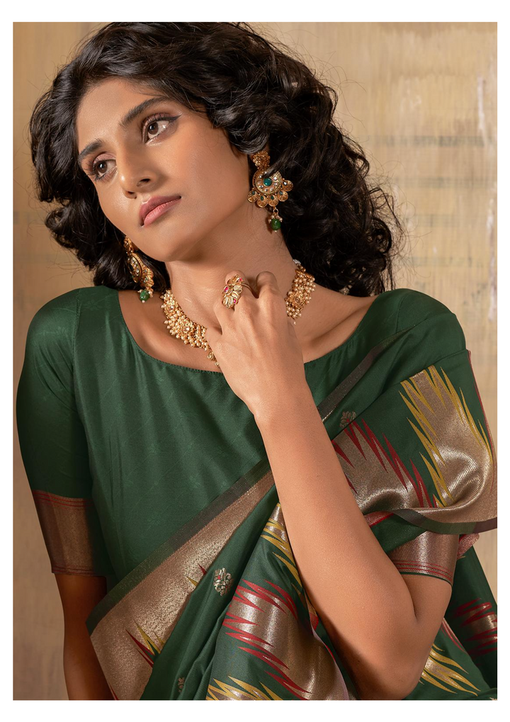 Forest Green Banarasi Silk Saree