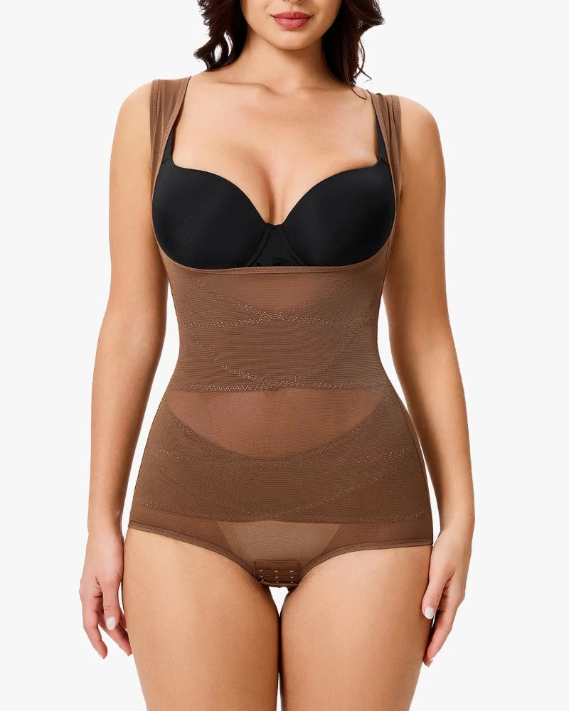 Mesh Seamless Waist Slimmer Corset Butt Shaping Shapewear Bodysuit  - By Qivii