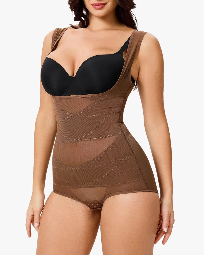 Mesh Seamless Waist Slimmer Corset Butt Shaping Shapewear Bodysuit  - By Qivii