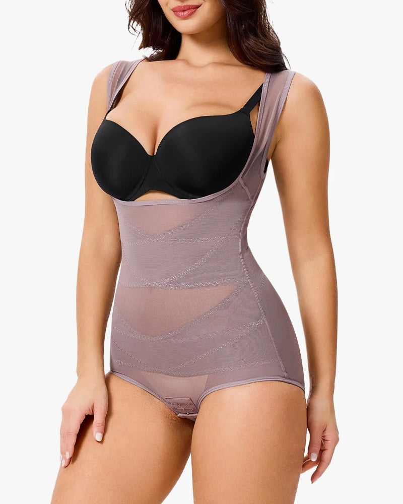 Mesh Seamless Waist Slimmer Corset Butt Shaping Shapewear Bodysuit  - By Qivii