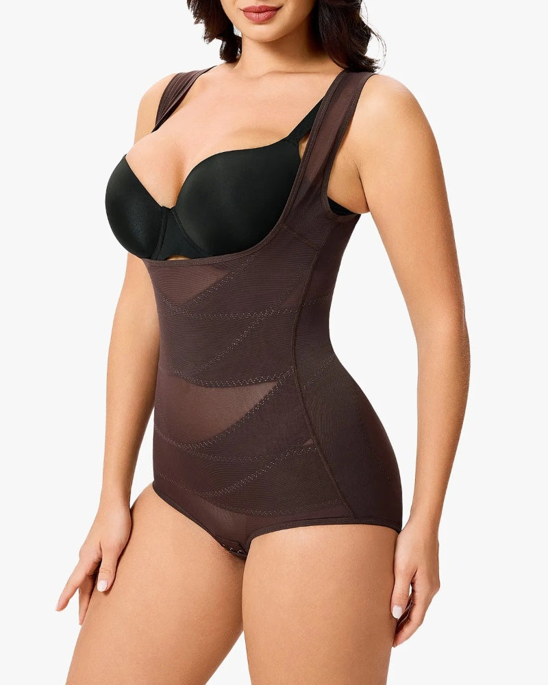 Mesh Seamless Waist Slimmer Corset Butt Shaping Shapewear Bodysuit  - By Qivii