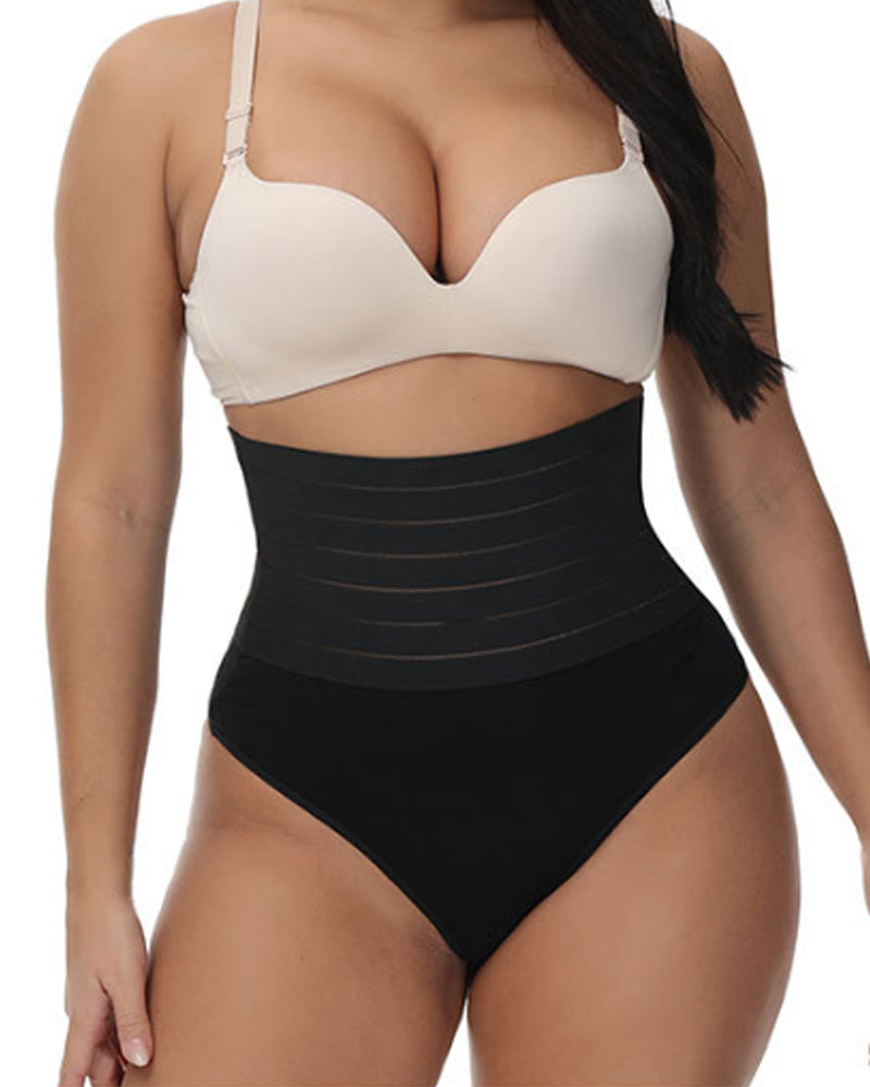 Hollow Breathable High Waist Butt Lift Elastic Seamless Thong Shaping Underwear  - By Qivii