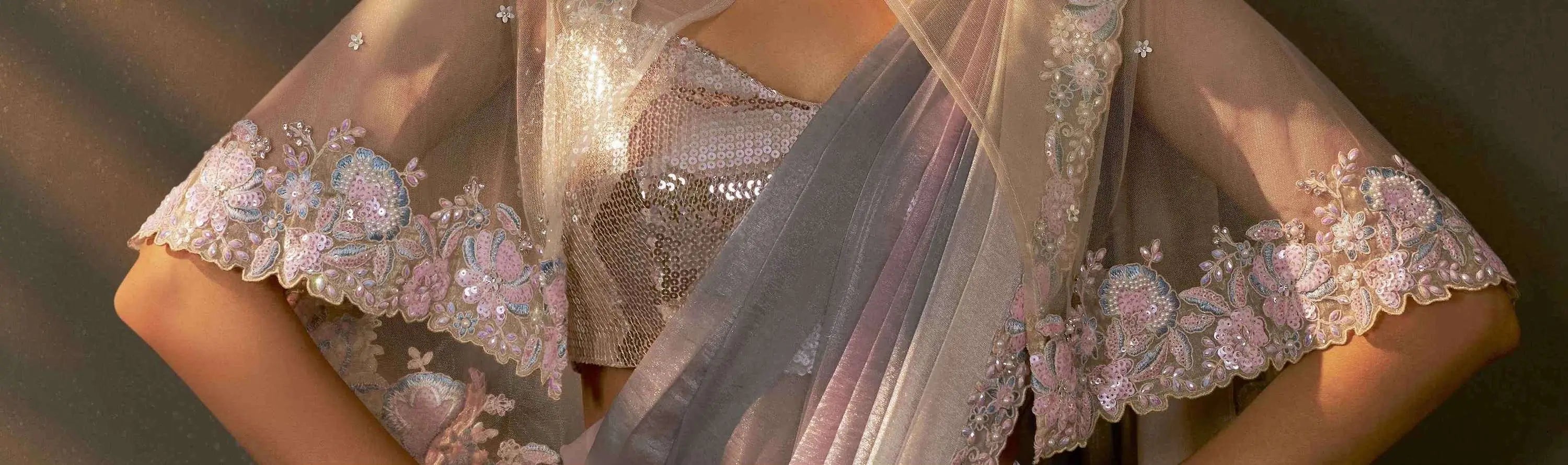 Multicolor One Minute Saree With Embroidery & Hand Work