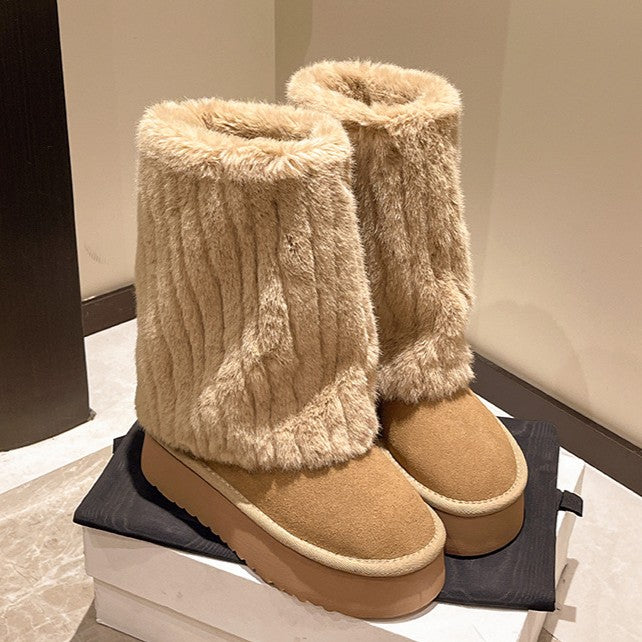 Women's SnugLift Mid Boots - Thermal Platform Snow Boots with Faux Fur (US 5-11)
