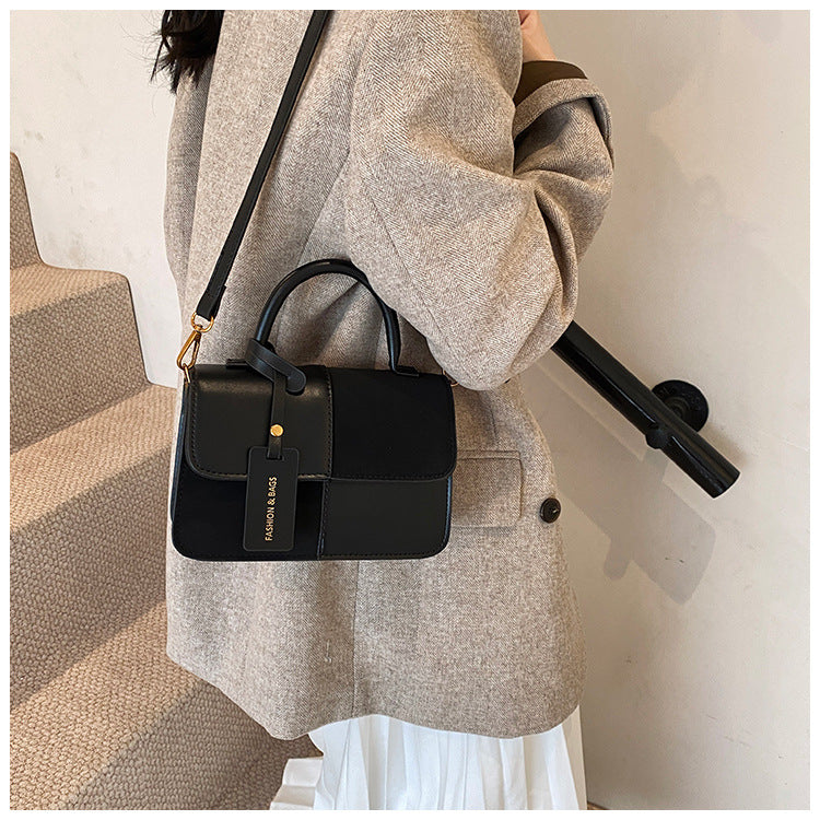 Women's Patchwork Artisan Satchel – Convertible Square Bag with Detachable Strap & Mixed Media Panels