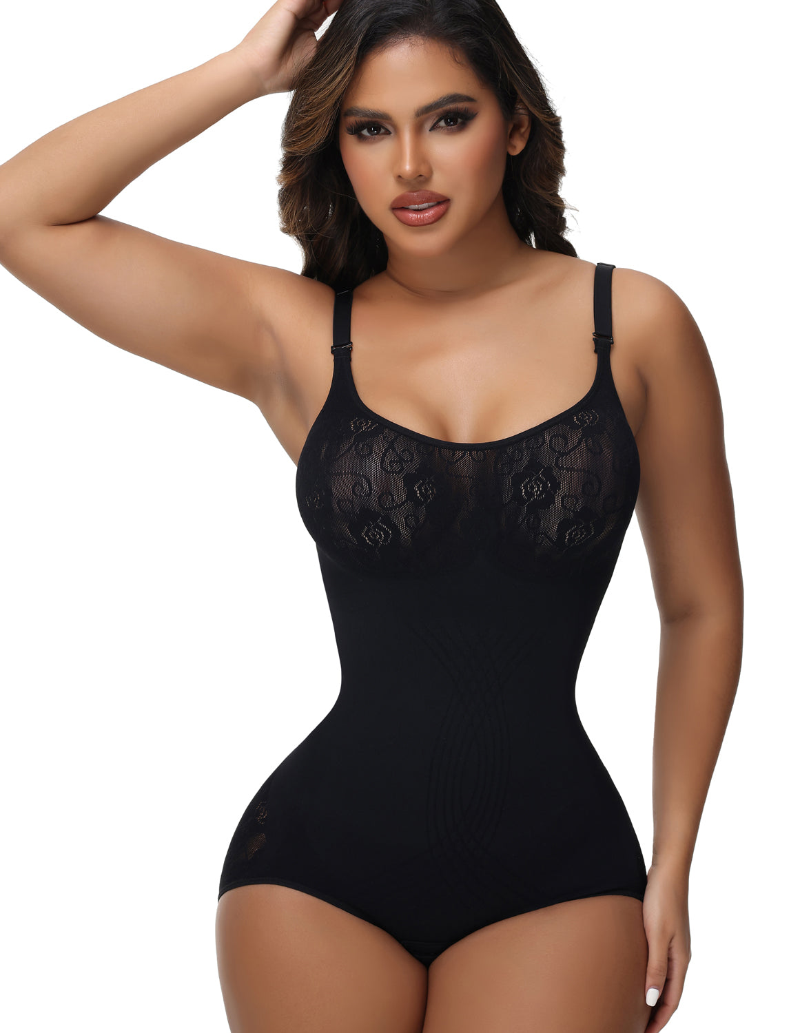 Shapshe® Sexy Seamless Jacquard Bodysuit Tummy Control Spaghetti Strap Shapewear  - By Qivii