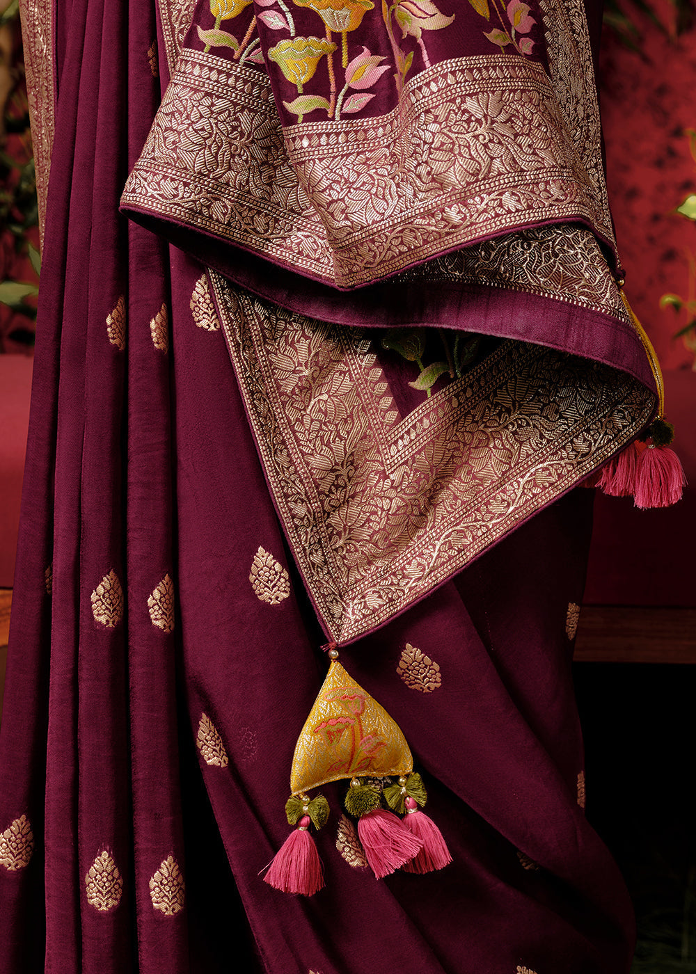 Mulberry Purple Zari Woven Dola Silk Saree with Designer Pallu