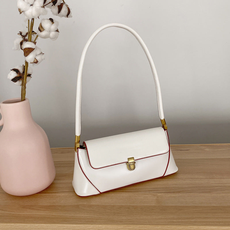 Women's Parisian Baguette Satchel – Vintage Underarm Bag with Convertible Strap & Timeless Textured Leather