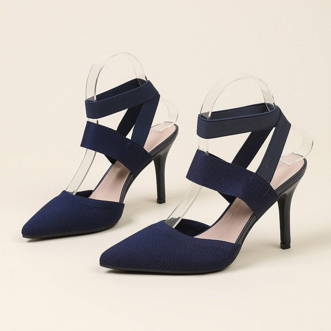 Women’s Amara Fabric Ankle-Strap Stiletto Pumps – Pointed-Toe Hollow Side Elegant Heels (US 4–10.5)