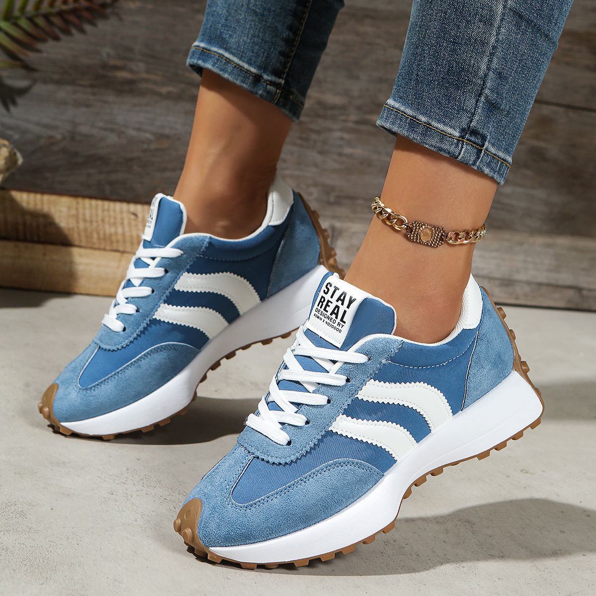 Women's Athena Curve Chunky Retro Runner Sneakers – Extended-Size Vintage Dad Walking Shoes with Sculpted Waist (US 5–11.5)