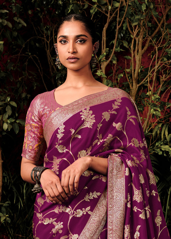 Lollipop Purple Zari Woven Dola Silk Saree with Designer Pallu