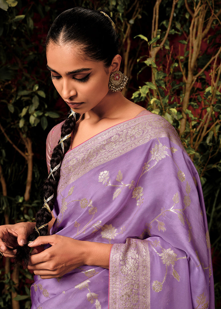 Amethyst Purple Zari Woven Dola Silk Saree with Designer Pallu