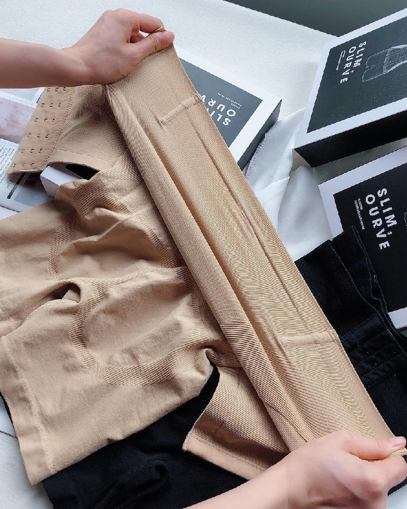 High Waist Stretchy Hourglass Buckle Belt Corset Butt Lift Shapewear Shorts  - By Qivii