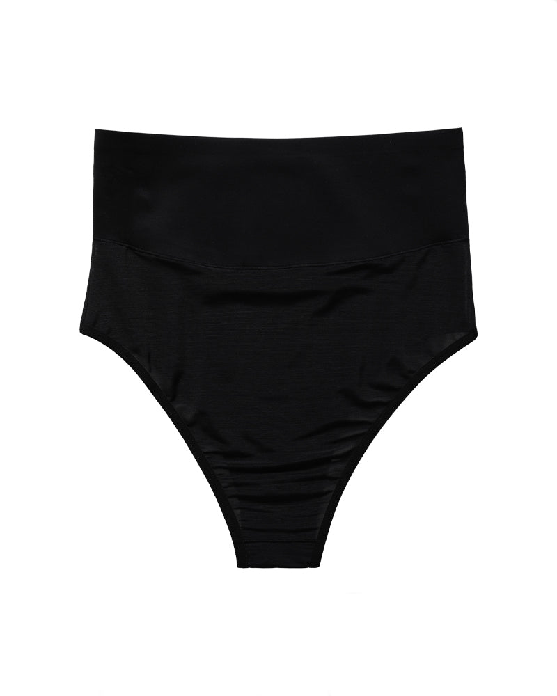 Mesh Waist Cincher Shaping Panties Pure Cotton Crotch Antibacterial Thong  - By Qivii