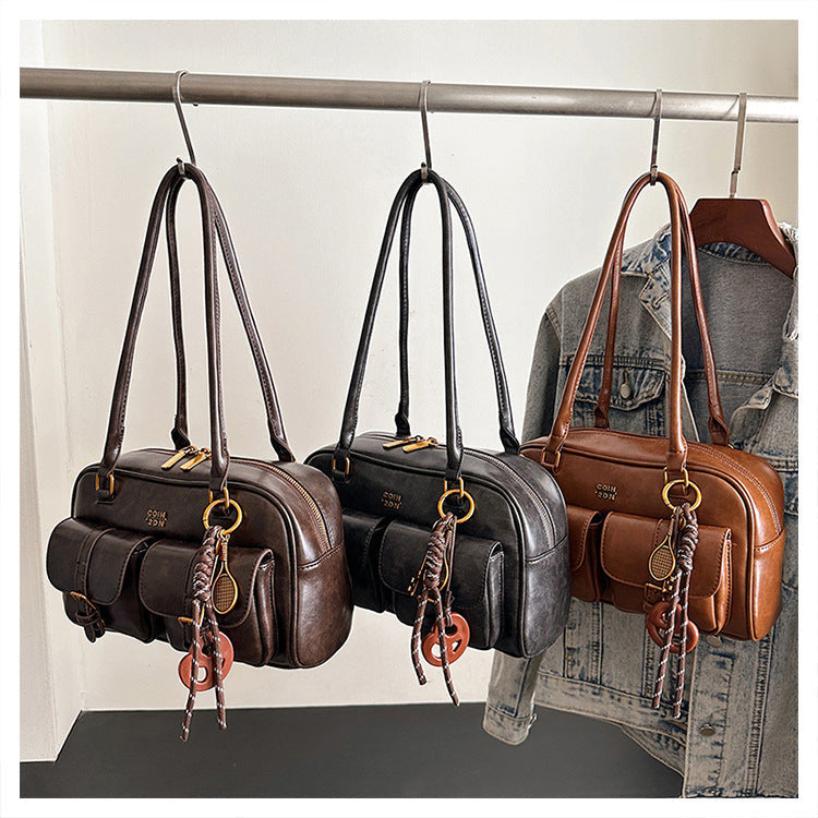 Women's Trendy Vintage Boston Pillow Tote Bag - Versatile Shoulder/Handheld Retro Commuter Bag