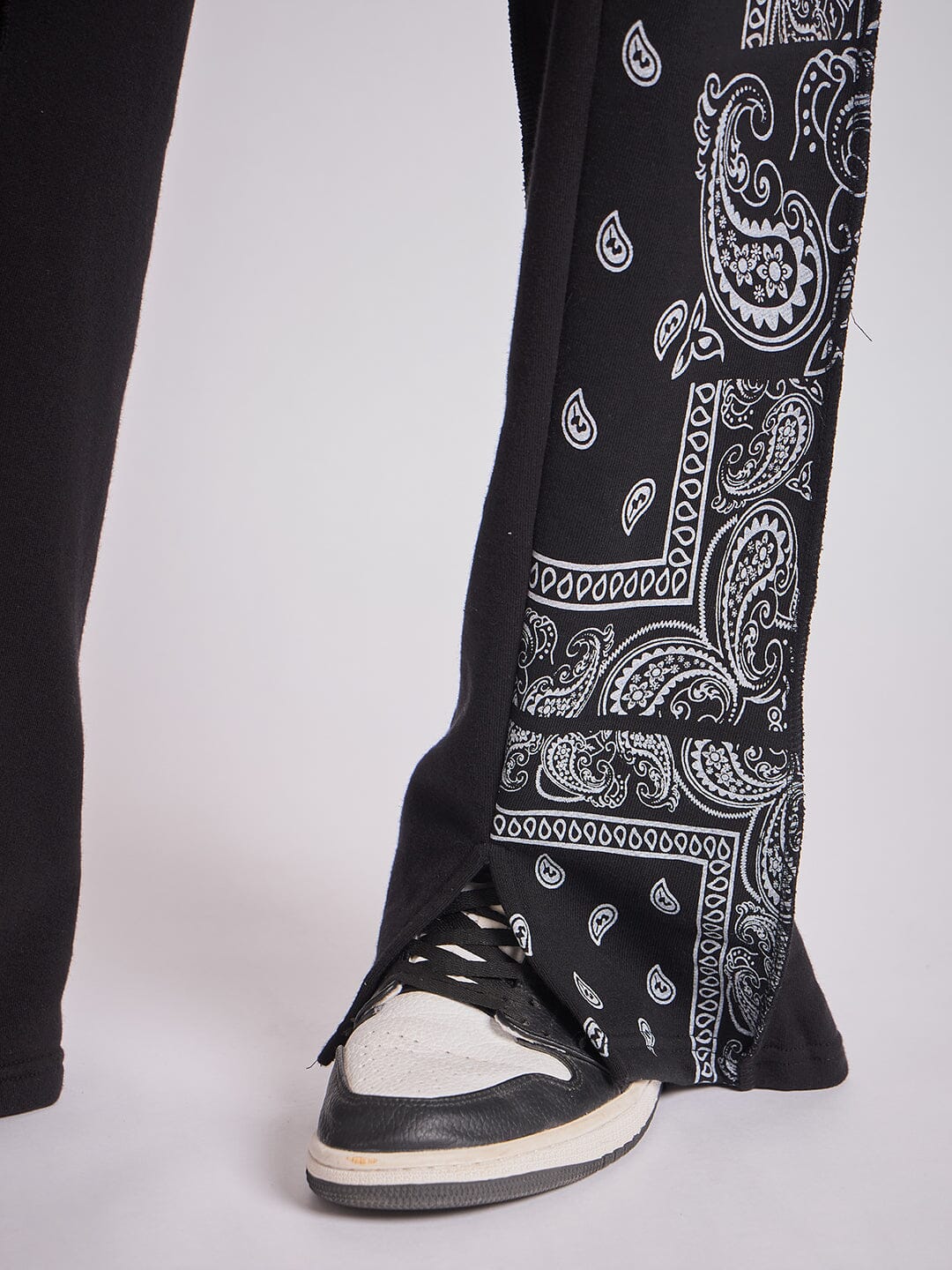 Black Paisley Panel Trackpants