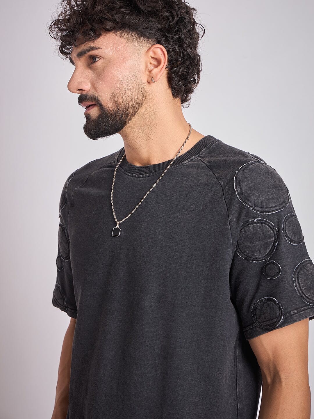 Moon Wash Craters Applique Oversized Tshirt