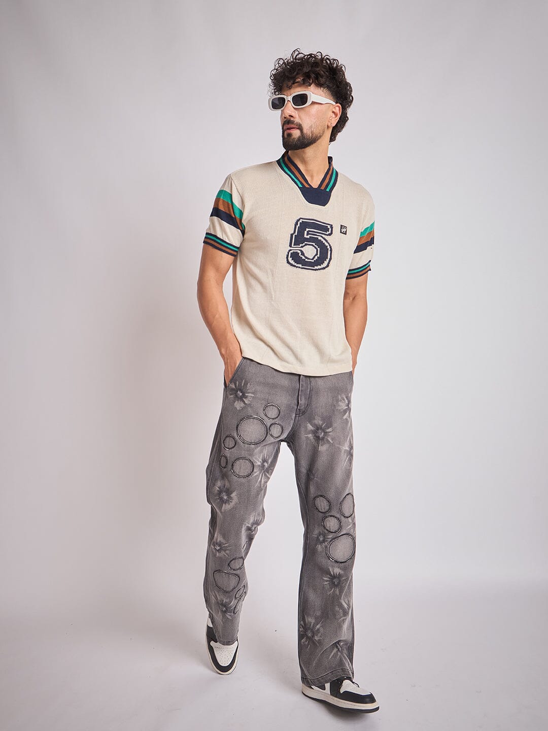 Cream Vintage Sports Knitted Jersey