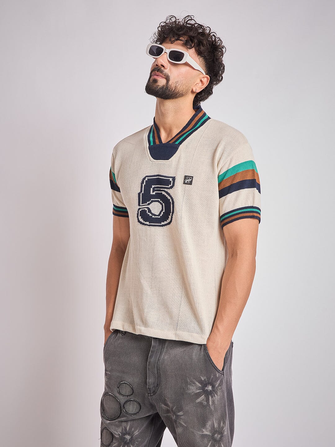 Cream Vintage Sports Knitted Jersey