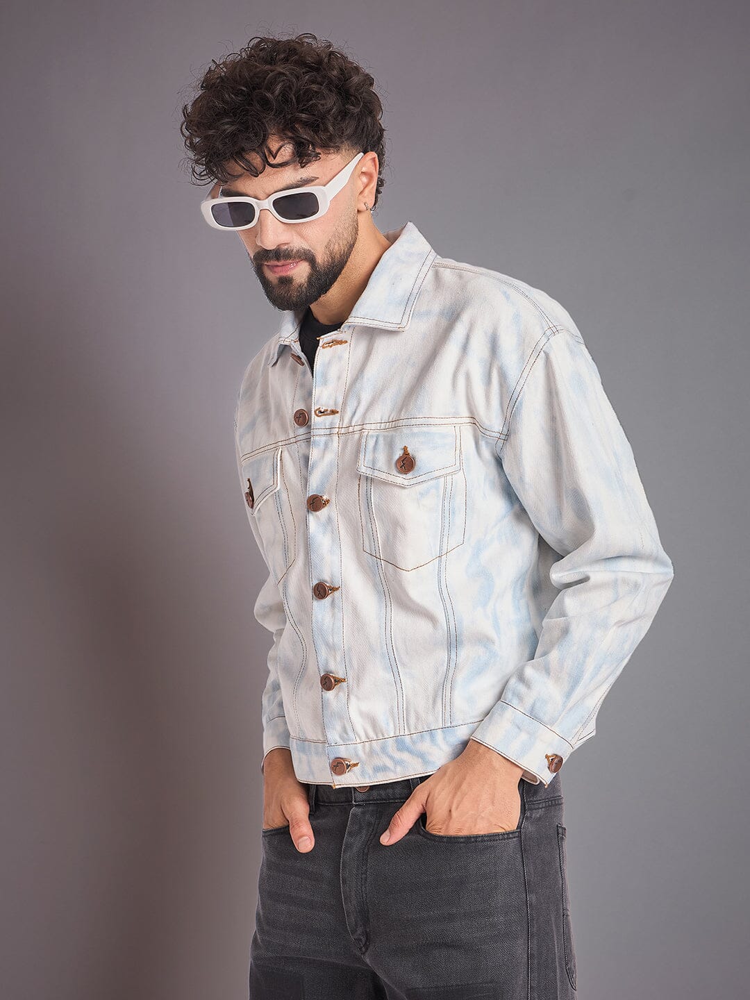 White Vintage Wash Denim Jacket
