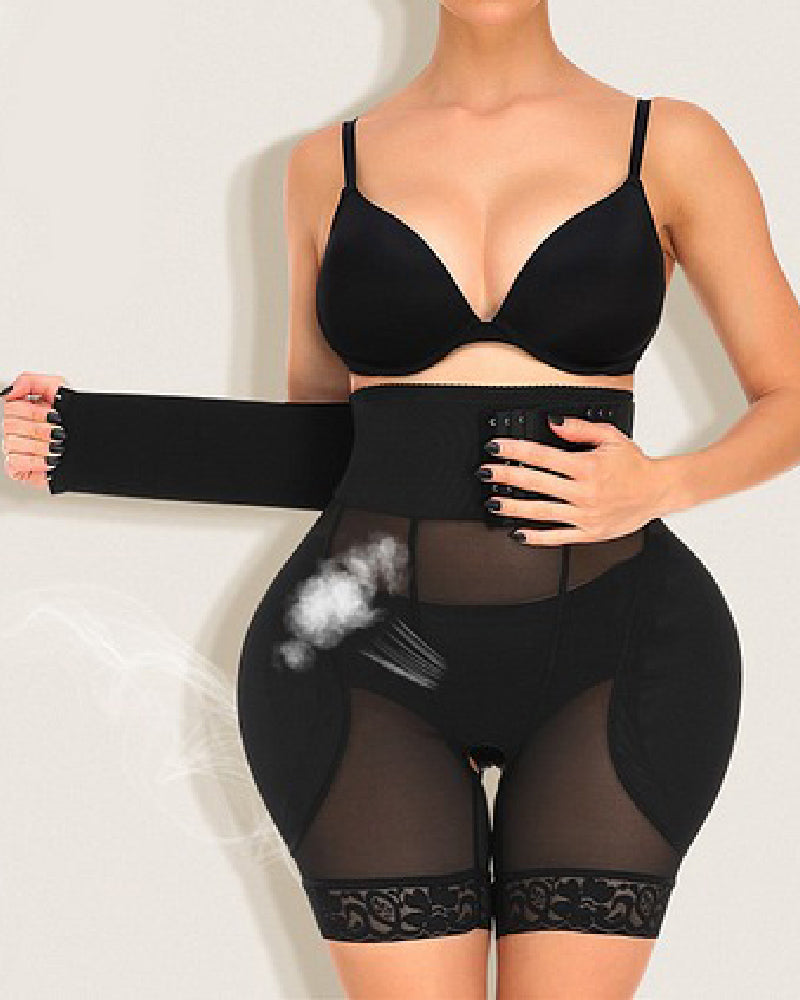 Women's Hourglass Corset Breathable Mesh Shaping Shorts With Sponge Pads  - By Qivii