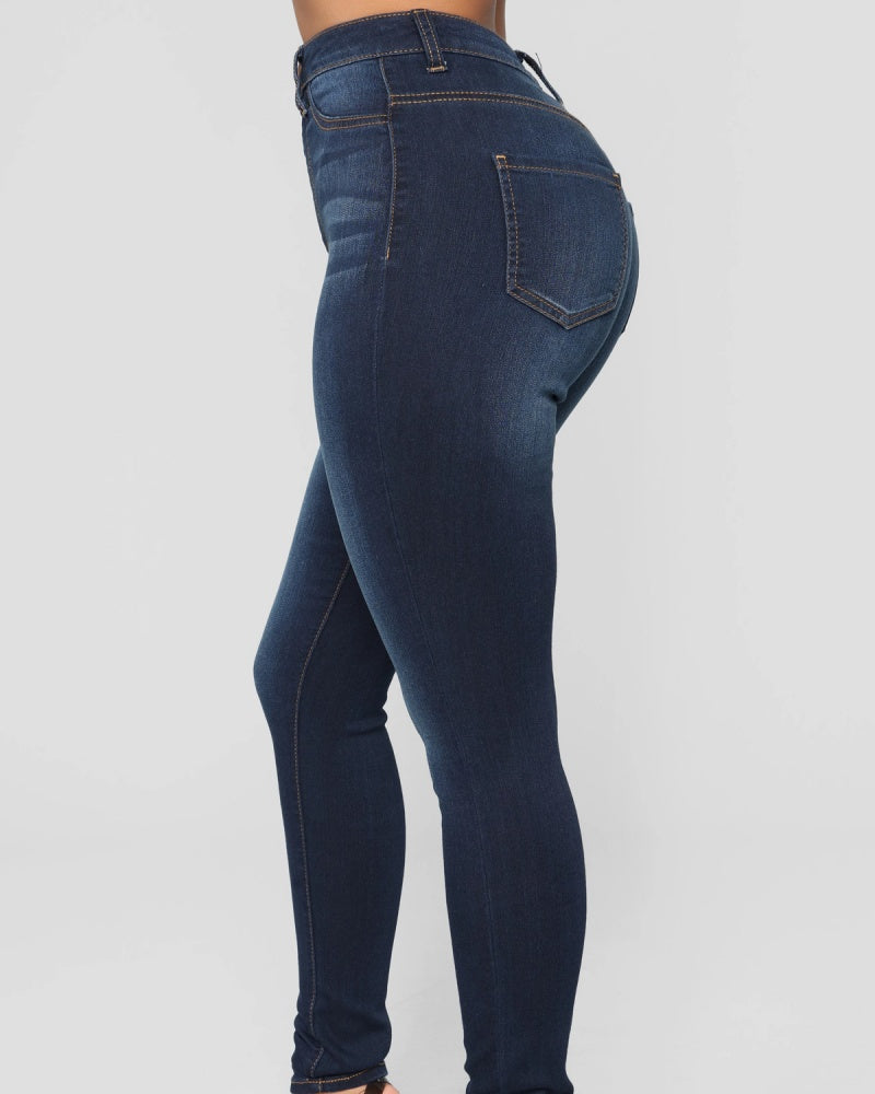High Waist Elastic Tummy Control and Hip Lift Skinny Jeans  - By Qivii