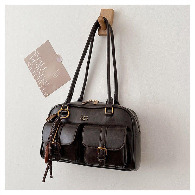 Women's Trendy Vintage Boston Pillow Tote Bag - Versatile Shoulder/Handheld Retro Commuter Bag