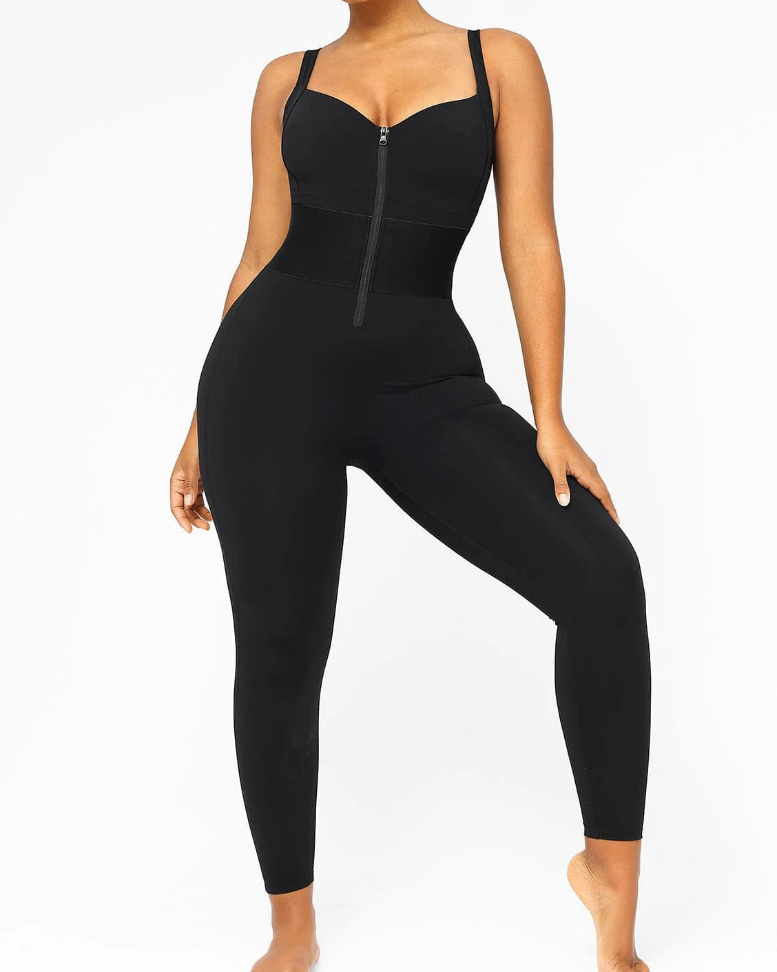 Shapshe® Women's Sleeveless Jumpsuit Tummy Control One Piece Waistband Bodycon Yoga Romper  - By Qivii