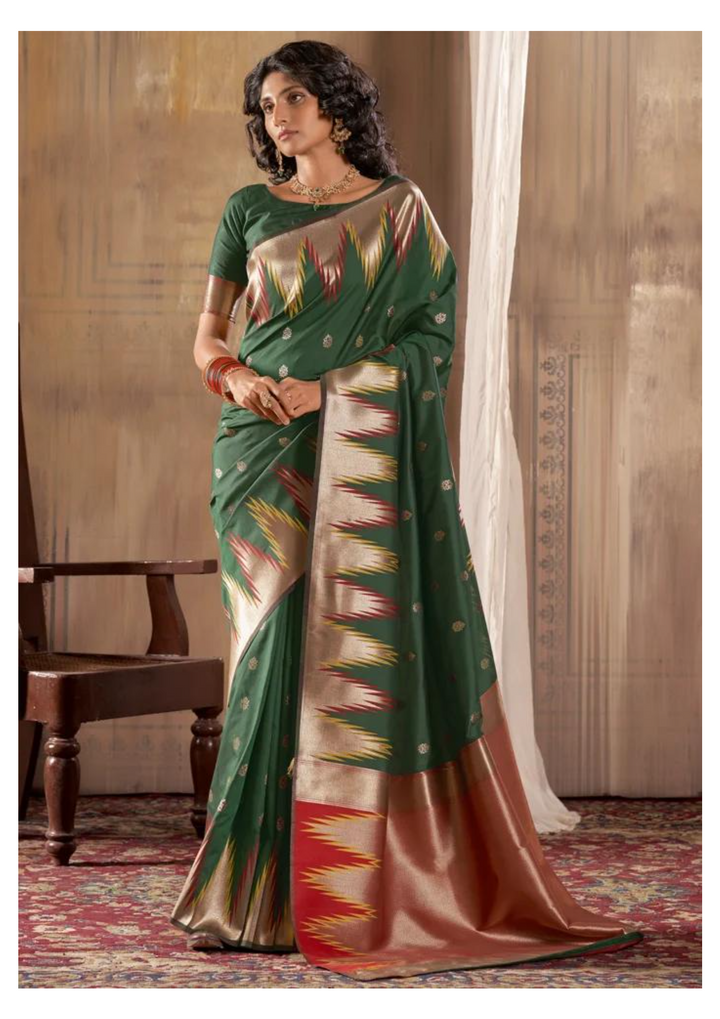 Forest Green Banarasi Silk Saree