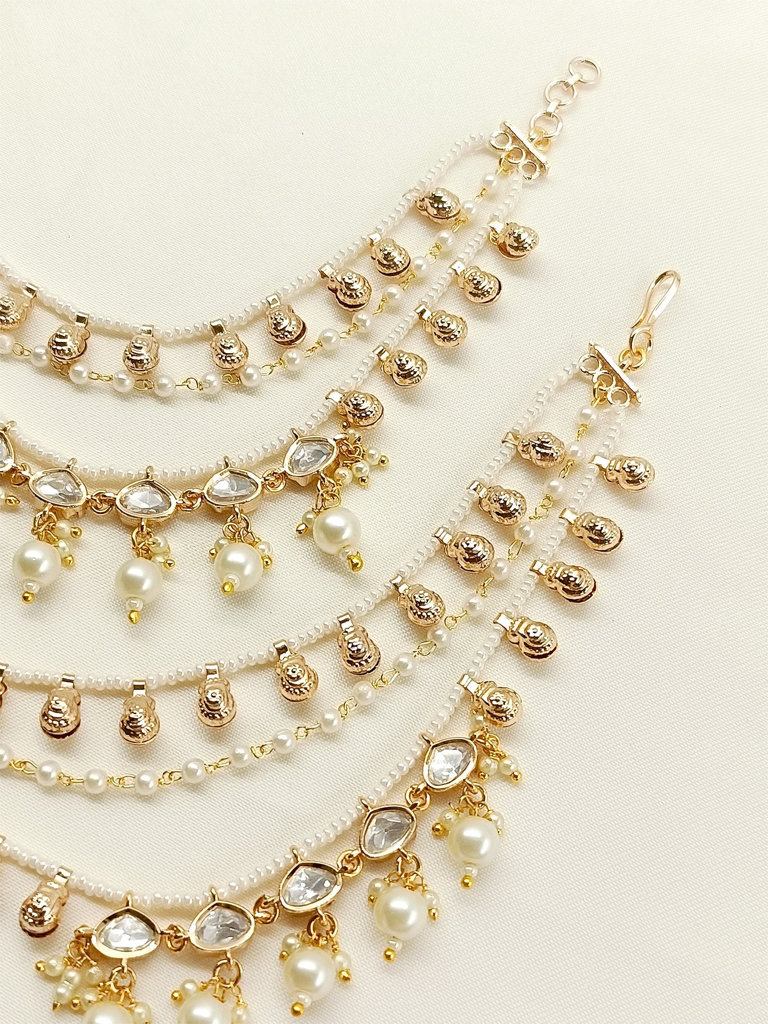 Madhavika White Traditional Ear Chain.