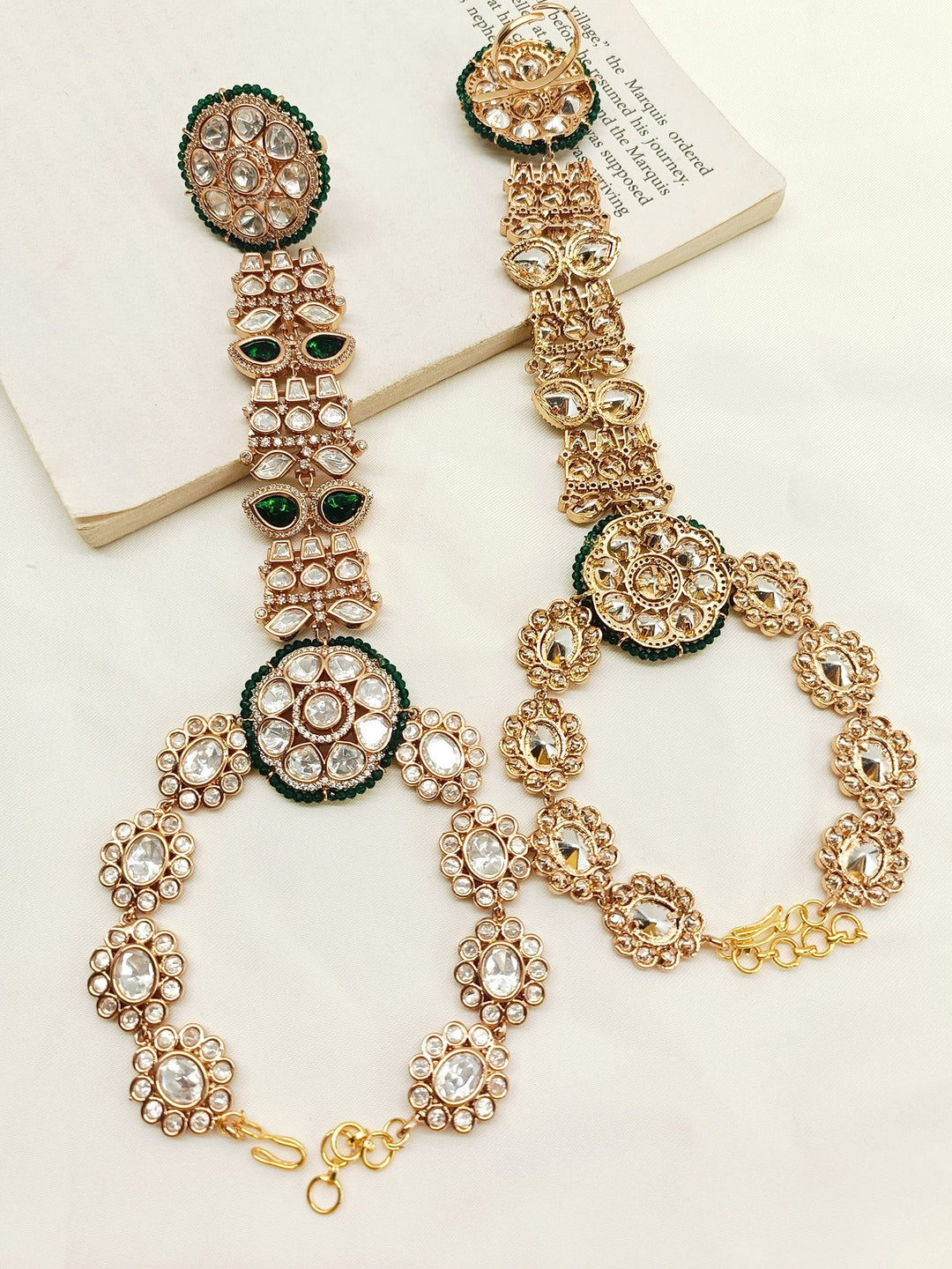 Nina Green Kundan Hathphool Set Of 2