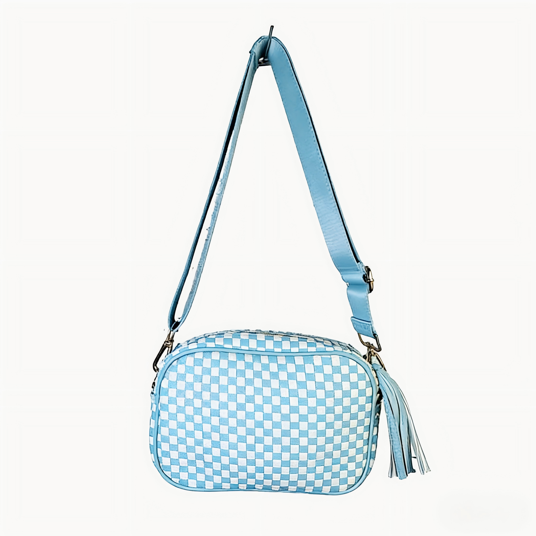 Ounamei PU Leather Woven Crossbody Bag | Checkered Shoulder & Belt Bag for Women
