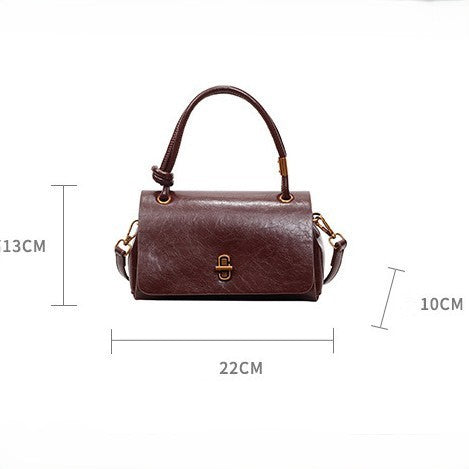 Women’s Lumière Mini Flap Bag – Glossy Waxed PU Leather, Metallic Lock Chain Shoulder & Crossbody Bag