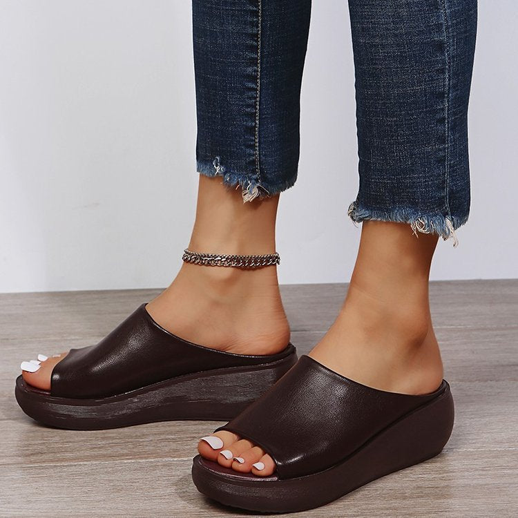 Women's Elowen Peep-Toe Platform Wedge Slide Sandals - Elevated Summer Comfort Slides (US 4-11)