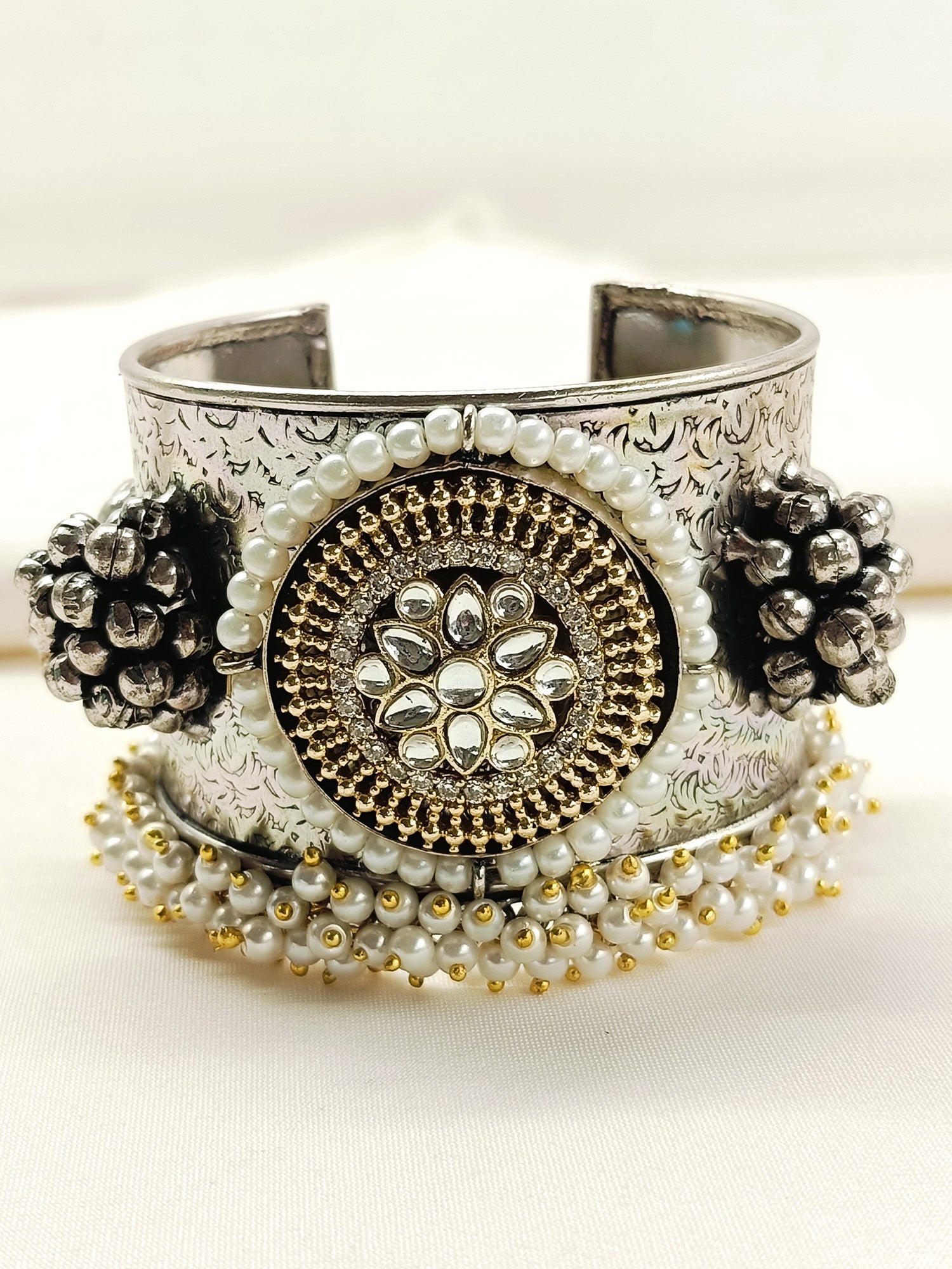 Yatika White Oxidized Bracelet