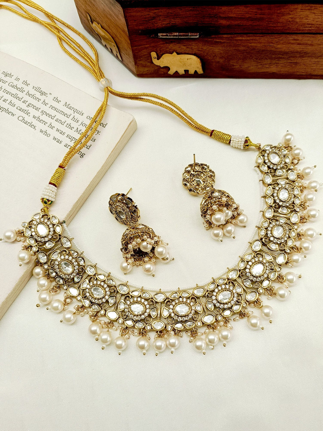 Rutvi White Polki Necklace Set