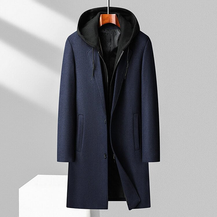 Jasper Virgin Wool Hooded Overcoat  - By Qivii